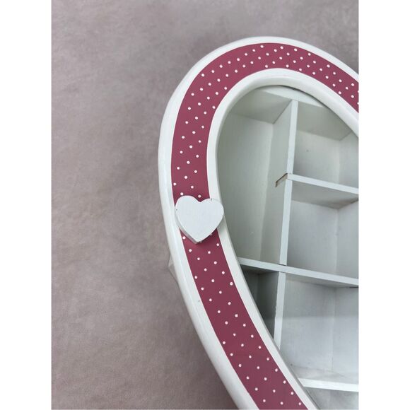 Vintage Wooden Heart Shape Trinket Shelf Cottagecore Shabby Chic - Picture 2 of 10